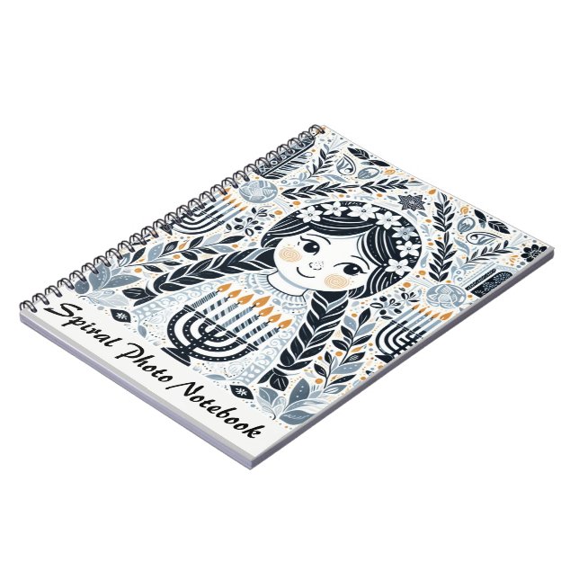 Caderno Espiral Foto Espiral da Radiação de Hanukkah Sameach (Left Side)