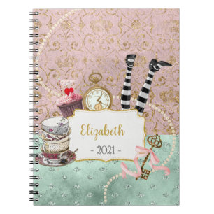 Caderno Espiral Foto espiral de Wonderland Pink e Turquoise