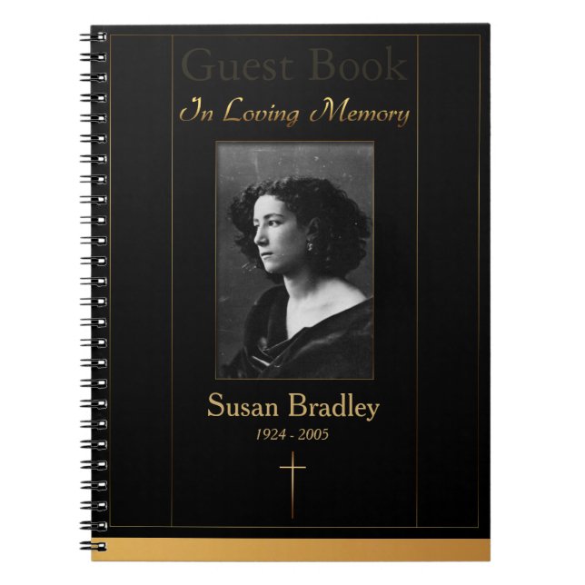 Caderno Espiral Foto: Livro de Convidados Funerários com canalizaç (Frente)