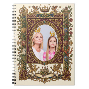 Caderno Espiral Foto Personalizada com Monograma de Conto de Fadas