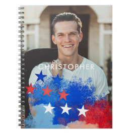 Caderno Espiral Foto personalizada com sinalizador América