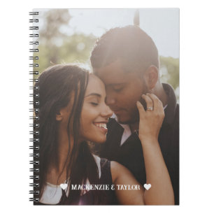 Caderno Espiral Foto Personalizada Coração de Amor do Casal Person