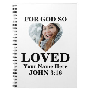 Caderno Espiral Foto personalizada da Bíblia cristã Verse John 3 1