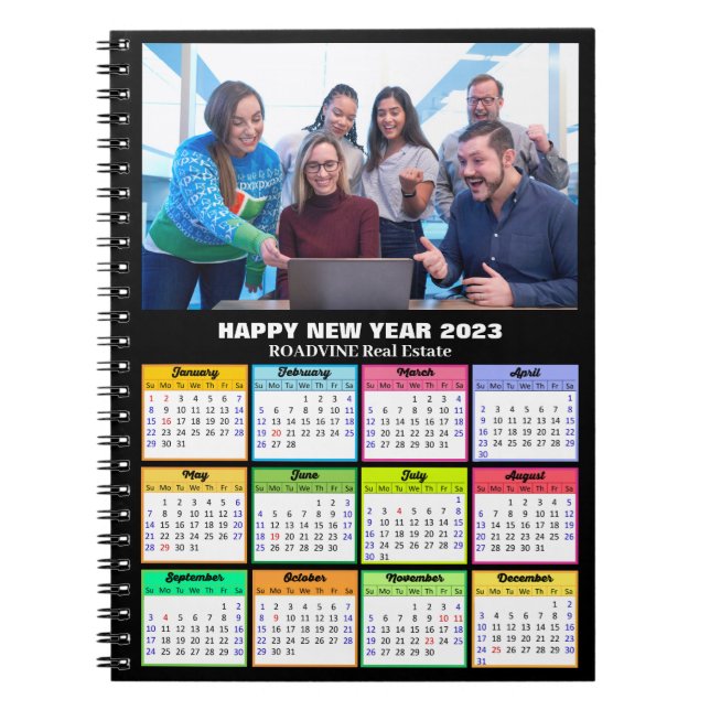 Caderno Espiral Foto personalizada de negócios do calendário 2023  (Frente)