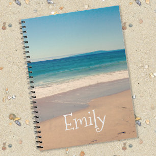 Caderno Espiral Foto personalizada de praia de férias da Califórni