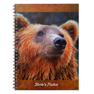 Caderno Espiral Foto personalizada do Retrato do Urso Castanho