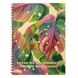 Caderno Espiral Foto Personalizada & Monograma Folhas Tropicais Es