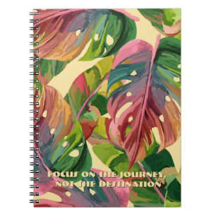 Caderno Espiral Foto Personalizada & Monograma Folhas Tropicais Es