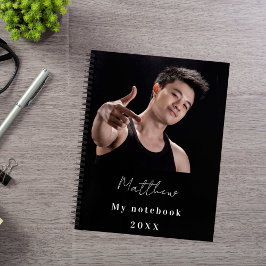 Caderno Espiral Foto personalizada preta e branca