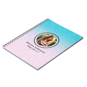 Caderno Espiral Foto personalizada, verde-brilhante ombre