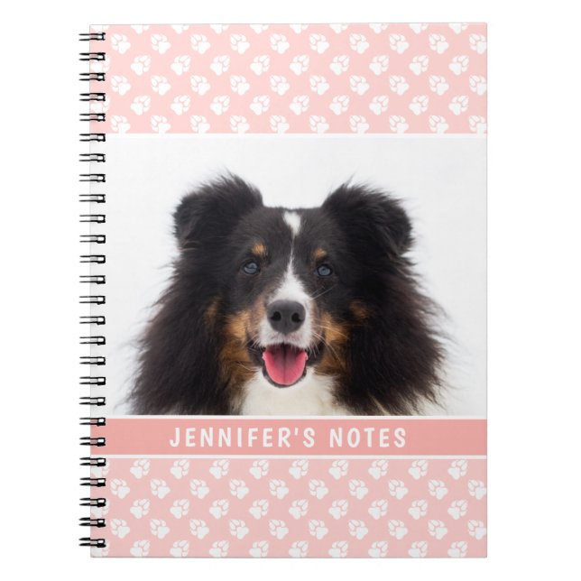 Caderno Espiral Foto Pet Personalizada Cor-de-Rosa Esbranquiçada C (Frente)