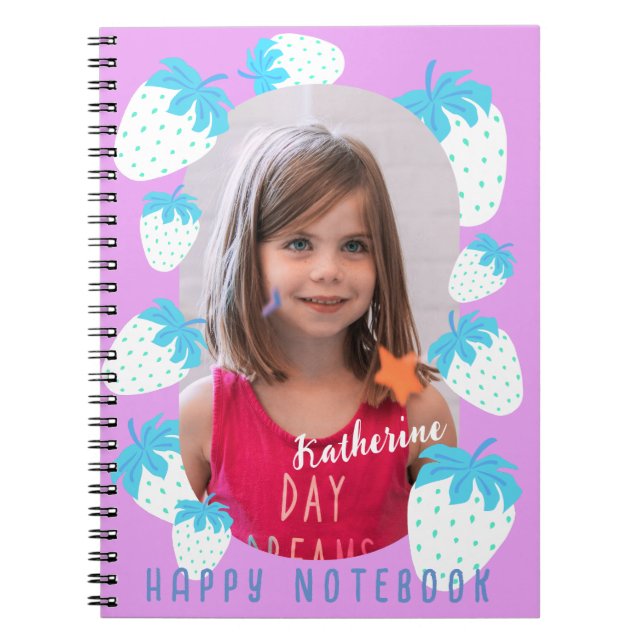 Caderno Espiral Foto Rosa de Morango (Frente)