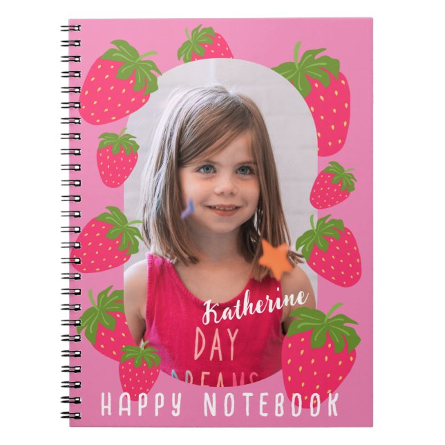 Caderno Espiral Foto Rosa de Morango (Frente)