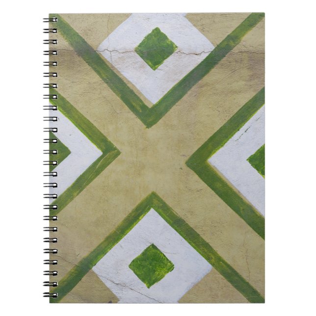 Caderno Espiral Fotografia aproximada de têxteis castanho, branco  (Frente)