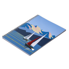 Caderno Espiral Fotografia de veleiros e montanhas