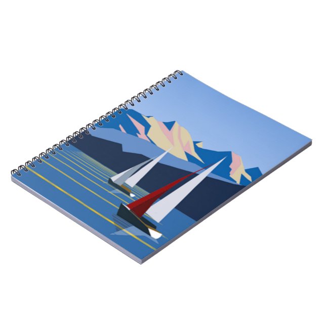 Caderno Espiral Fotografia de veleiros e montanhas (Left Side)