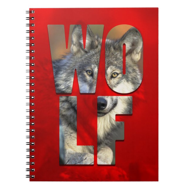 Caderno Espiral Fotografia de Wolf Animal com Tipografia (Frente)