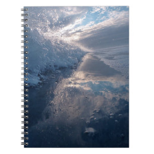 Caderno Espiral Fotografia do Oceano de Reflexão de Ondas de Quebr