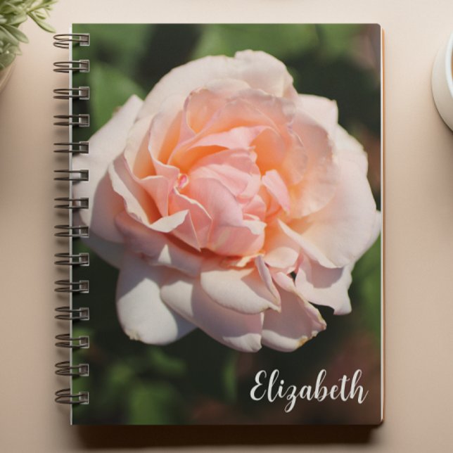 Caderno Espiral Fotografia Floral Peach Personalizada para Rosa (Criador carregado)