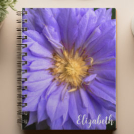 Caderno Espiral Fotografia Floral Personalizada com Flor Roxo Eleg