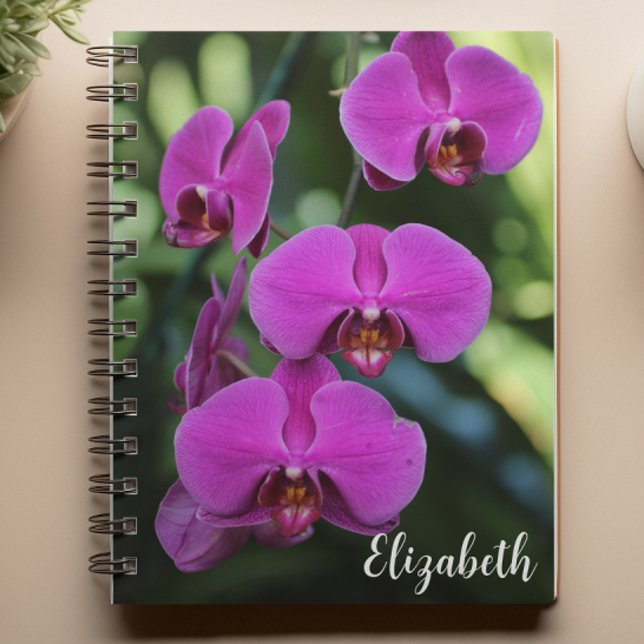 Caderno Espiral Fotografia Floral Personalizada para Orquídea Púrp (Criador carregado)
