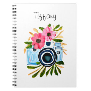 Caderno Espiral Fotografia Personalizada Câmera Antiga Flores
