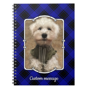Caderno Espiral Fotografia personalizada e cômoda Xadrez azul e pr