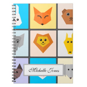 Caderno Espiral Fotos bonitas de animais adiciona seu nome à escol