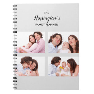 Caderno Espiral Fotos da Família Personalizada 4 Colagem Retângu