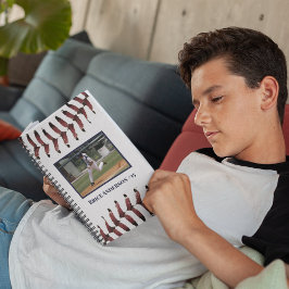 Caderno Espiral Fotos de beisebol limpas branco HORIZONTAL