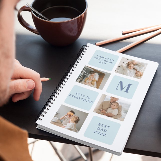 Caderno Espiral Fotos de Colagem Moderna - Presente Azul dos Melho (Criador carregado)