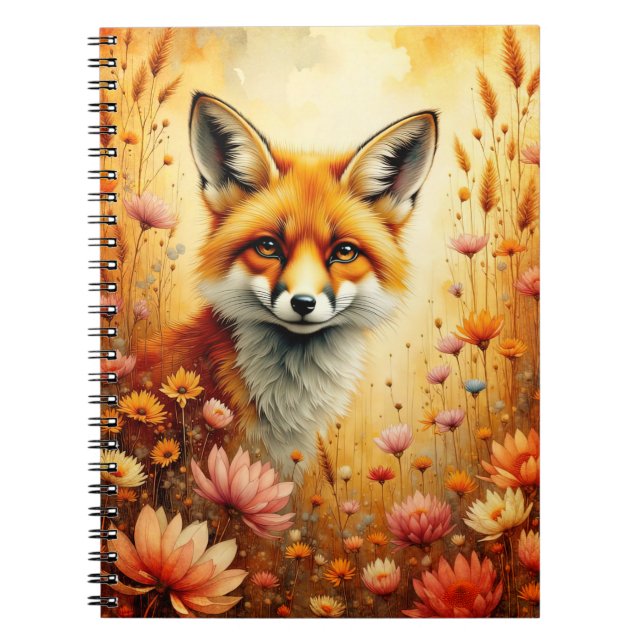 Caderno Espiral Fox and Flowers (Frente)