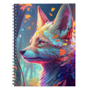 Caderno Espiral Fox Animal Portrait Painting Dark Character Spirit