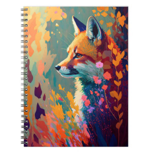 Caderno Espiral Fox Animal Retrato Pintura Da Vida Selvagem Fora d