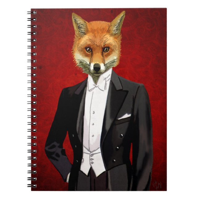 Caderno Espiral Fox Em Fato De Noite, Retrato (Frente)