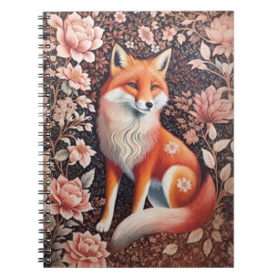 Caderno Espiral Fox Floral Rosa Elegante William Morris Inscrita