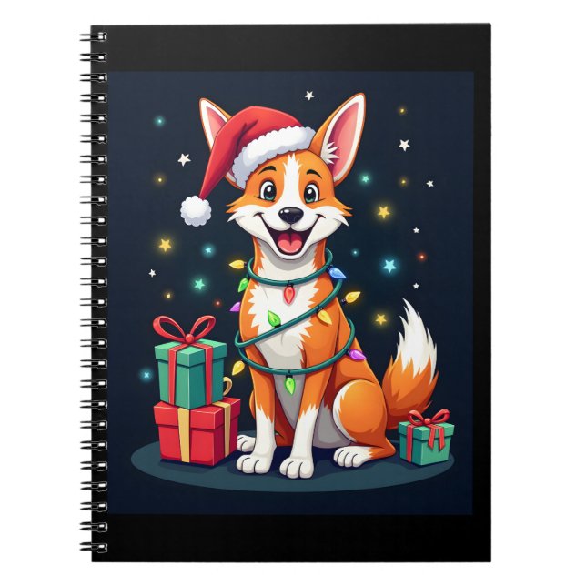 Caderno Espiral Fox Terrier Xmas Lighting Papais noeis Fox Terrier (Frente)