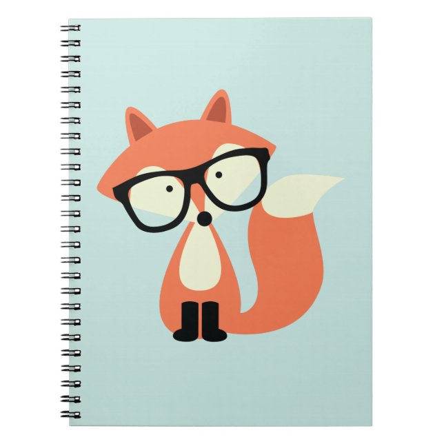 Caderno Espiral Fox vermelho do hipster bonito (Frente)