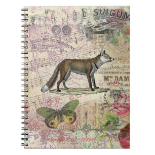 Caderno Espiral Fox Wildlife Vintage Animal Illustration