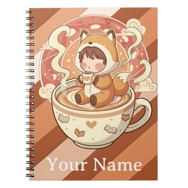 Caderno Espiral Fox's Cozy Read Study Spiral Notebook (Frente)