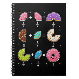 Caderno Espiral Frações de Donut Humor de Aprendizado de Matemátic
