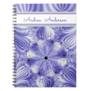 Caderno Espiral Fractal Azul Silky Elegante Com Nome