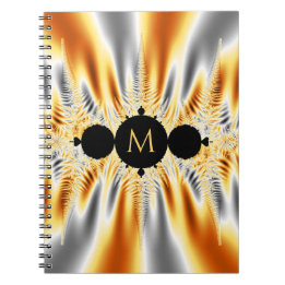 Caderno Espiral Fractal Metálico Silver Dourado Monograma