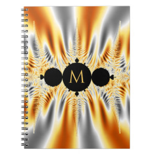 Caderno Espiral Fractal Metálico Silver Dourado Monograma