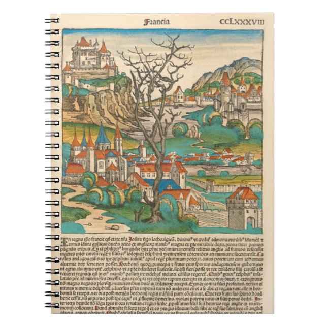 Caderno Espiral França Nuremberg Chronicle 1493 Livro Antigo Medie (Frente)