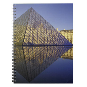 Caderno Espiral FRANÇA, Paris Reflexo, Pirâmide. O Louvre