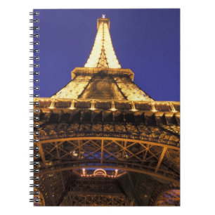 Caderno Espiral FRANÇA, Torre Eiffel de Paris, vista noturna