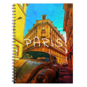Caderno Espiral France Architecture French Street Old Car Paris
