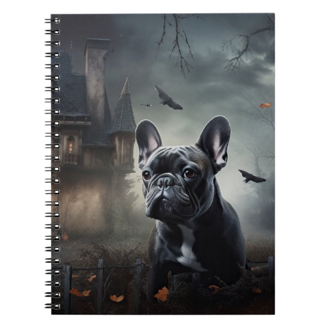 Caderno Espiral Francês Bulldog Halloween Scary (Frente)