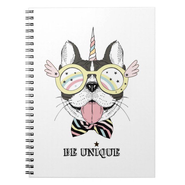 Caderno Espiral Francês Bulldog Unicorn (Frente)